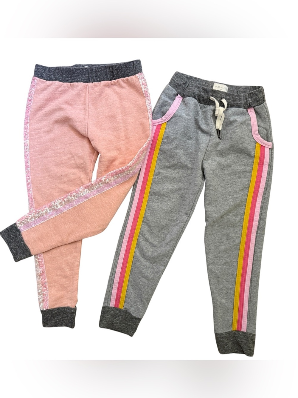 Miki Miette Sparkly Stripe Pink Jogger Pants  with Grey accented joggers